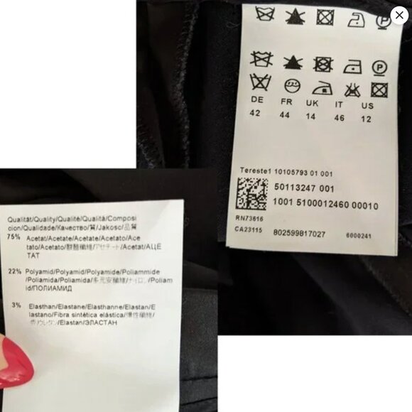 Hugo Boss Satin Straight Leg Dress Pants Black Trousers Party Fancy Classic - Picture 9 of 16